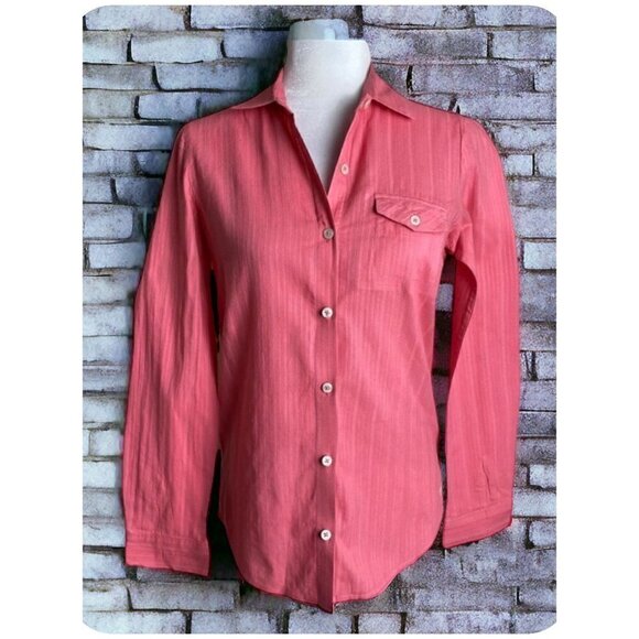 Volcom Pink 100% Cotton Button Down Shirt w Lace Back Yoke Western Womens Size S - Picture 1 of 12